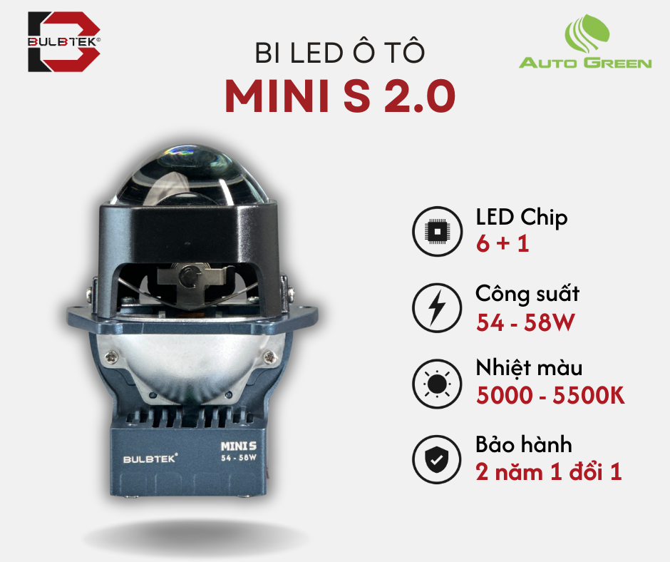 BI LED Ô TÔ MINI S 2.0 SQUARE BULBTEK